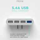 iHome Slim 4-Port USB Wall Charger, AC Pro Multiport Plug Adapter, Phone Charging Block with 4 Ports, Flat USB Wall Adapter for Home & Travel