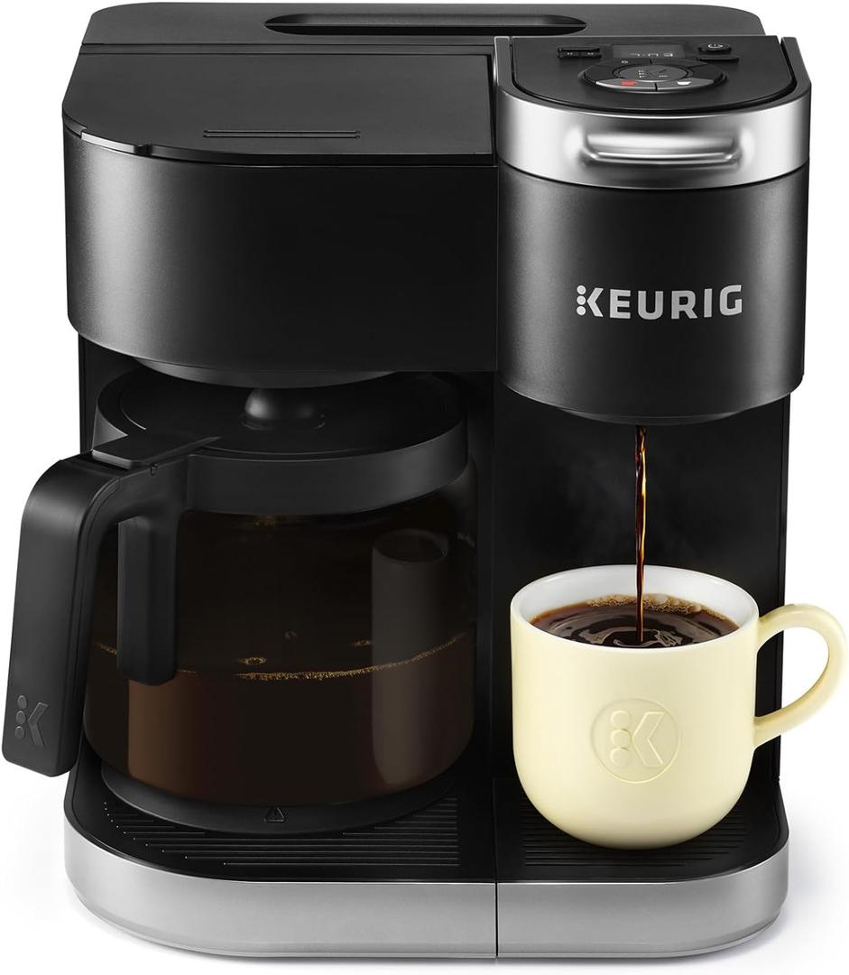 Keurig K-Duo Single Serve K-Cup Pod & Carafe Coffee Maker, with Multiple Brew Sizes, 60oz Removable Reservoir, Programmable Auto Brew Carafe, Black