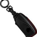 Tukellen for BMW Leather Key Fob Cover Compatible with 2023 2024 2025 2026 BMW 5/7 Series IX I5 M60 X5 X7 X6 IX I7 (Black(Red line))