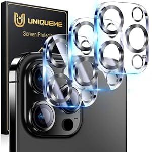 UniqueMe for 3 Pack iPhone 16 Pro/iPhone 16 Pro Max Camera Lens Protector - [Drop Protection] [Case Friendly] 9H Tempered Glass Camera Cover Screen [Update New Version] - Matte Black