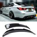 Rear Spoiler and Roof Top Spoiler Compatible with 2014-2024 Infiniti Q50, JDM Duckbill Fit for 4-Door, Trunk Exterior High Kick Tail Deck Lid Wing Lip (Carbon Fiber Pattern)