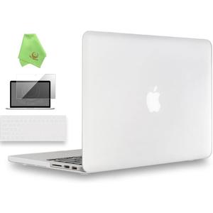 UESWILL 3 in 1 Matte Hard Case Compatible with MacBook Pro (Retina, 15 inch, Mid 2012/2013/2014/Mid 2015), Model A1398, NO CD-ROM, NO Touch Bar + Keyboard Cover and Screen Protector, Clear