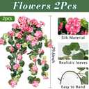 Waipfaru Artificial Geraniums Flowers for Outdoors, 2Pcs UV Resistant Faux Hanging Plants Outside Decor, Realistic Pink Faux Silk Flowers for Outdoor Planters Patio Porch Garden Home