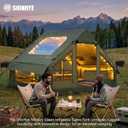 Inflatable Tents for Camping - Blow Up Tent with Stove Jack and Pump, Hot Cabin Tent House Easy Setup 4 Season Waterproof Oxford Glamping Air Tents for Adult 4 Person