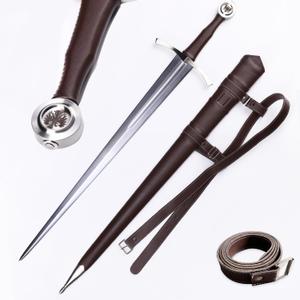 49"/41.5" Medieval Western King Arthur Sword with Leather Sheath Sharp Full Tang Real,High Carbon Steel Two-Handed Long Sword,Historical Collectible/Training/Medieval Decor