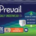 Prevail Daily Protective Underwear - Unisex Adult Incontinence Underwear - Disposable Adult Diaper for Men & Women - Maximum Absorbency - X-Large - 56 Count (4 packs of 14)