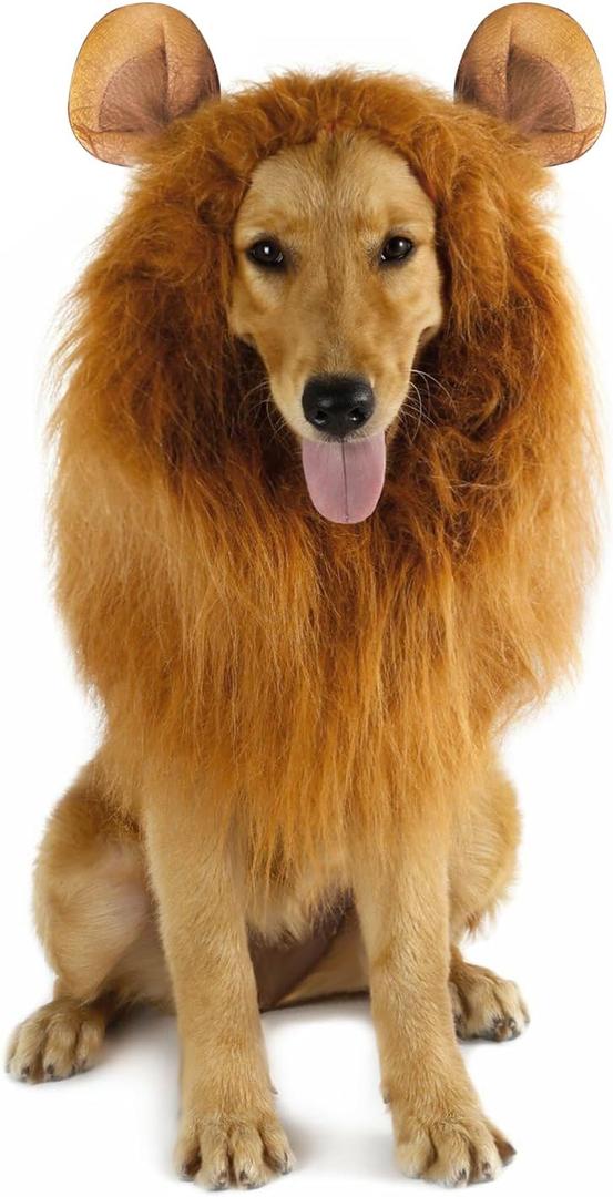 Halloween Realistic & Funny Lion Mane for Dog Costumes for Medium Large Dogs, Dog Halloween Costumes for Medium to Large Sized Dogs Lion Mane Wig for Dogs, Fits Neck Size 19"-29"
