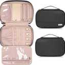 Jewelry Travel Case Organizer for Necklaces, Earrings, Rings, Bracelet, Watch, Soft Sided, Black