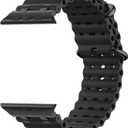Upgraded Ocean Band Compatible with Apple Watch Ultra 3/2/1 49mm, S11/S10 46mm, 9/8/7 45mm, SE3/SE2/SE/6/5/4 44mm, 3/2/1 42mm, Metal Connector Breathable Sport Watch Strap for Men Women