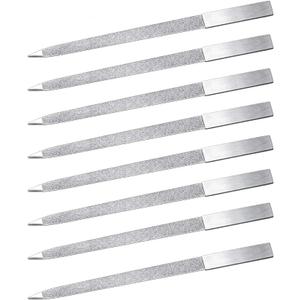 8 Pack Diamond Nail File 7 inch Metal Fingernail Files, Stainless Steel Double Side Nail File for Salon Home and Travel Men Women