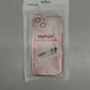 Hython for iPhone 15 Case Clear Magnetic Glitter Phone Cases [Compatible with MagSafe] Full Camera Lens Protector Slim Gradient Sparkle Luxury Plating Shockproof Protective Cover Women Girls, Pink
