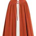 SCARLET DARKNESS Renaissance Costume Women Peasant Medieval Dress Short Sleeve Maxi Fairy Dresses with Pockets (Medium, Orange)
