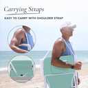 CARIBBEAN JOE Folding Beach Chair, 1 Position Lightweight and Portable Foldable Outdoor Camping Accessories with Carry Strap (Mint, 225lbs Capacity)