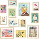 97 Decor Eclectic FRAMED Wall Art Set - Colorful Eclectic Decor, Retro Colorful Wall Art Prints, Trendy Maximalist Decoration Aesthetic Pictures Gallery Wall Prints, Famous Artist Posters For Bedroom (BEIGE FRAME)
