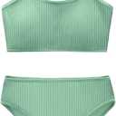 Girl's 2 Piece Swimsuit Solid Spaghetti Strap Bikini Sets Beach Bathing Suit Swimwear for Teen Kids (13-14 Years)
