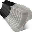 BAMBOO COOL Men's Ankle Socks Athletic Cushioned Moisture Wicking, Running Socks Arch Support Breathable, Heel Tab 8 Pack (Large, 4*black/4*grey)