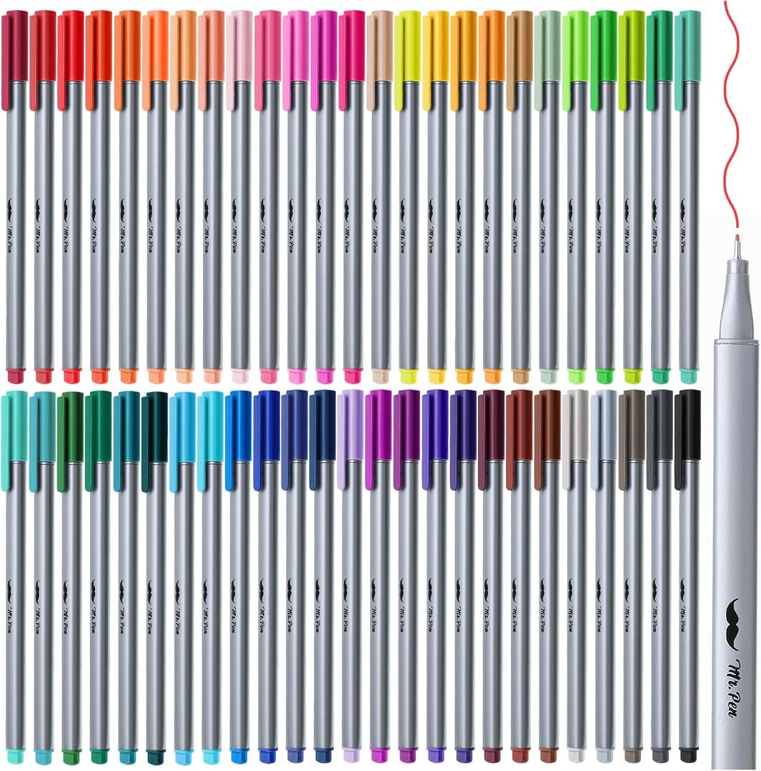 Mr. Pen- Fineliner Pens Colored, 50 Pack, 0.4mm Fine Liner Pens Bulk (Assorted Colors)
