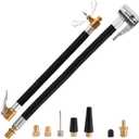 HONJAN Tire Inflator Extension Hose with Exhaust Button & Quick Tire Air Chuck, French Presta UK Dunlop to US Schrader Valve Adapter 1/4" Male NPT Tank Valve & Ball Pump Needle Kit