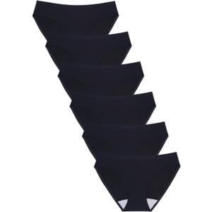 Wealurre Seamless Underwear Invisible Bikini No Show Nylon Spandex Women Panties (Black) XL
