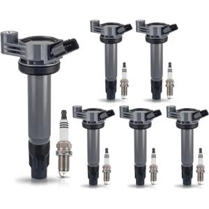 ENA Set of 6 Ignition Coil Pack with Spark Plug 3.3L 3.3 V6 2004 2005 2006 2007 2008 Compatible with Lexus Toyota Camry Sienna Solara Highlander ES330 RX330 RX400h for C1452 UF506 UF430 4504
