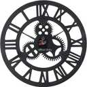 33" Roman Bronze Noiseless Silent Gear Wall Clock - Large 3D Retro Rustic Country Decorative Luxury Art Big Wooden Vintage for House Warming Gift (33 inches, Roman-Anti-Bronze)