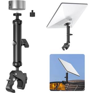 Starlink Mini RV Mount, Aluminum Starlink Mini Clamp Mount with Pipe Adapter, 1/4"-20 & 3/8"-16 Thread & Adjustable Bracket Fits 2025 Starlink Mini, for RV, Boat, Camper, Roof Rack, Balcony, and More