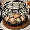 Egg Basket for Gathering Fresh Eggs, Retro Handle Egg Gathering Basket with Mat, Metal Egg Holder Countertop, Chicken Egg Basket for Farmhouse