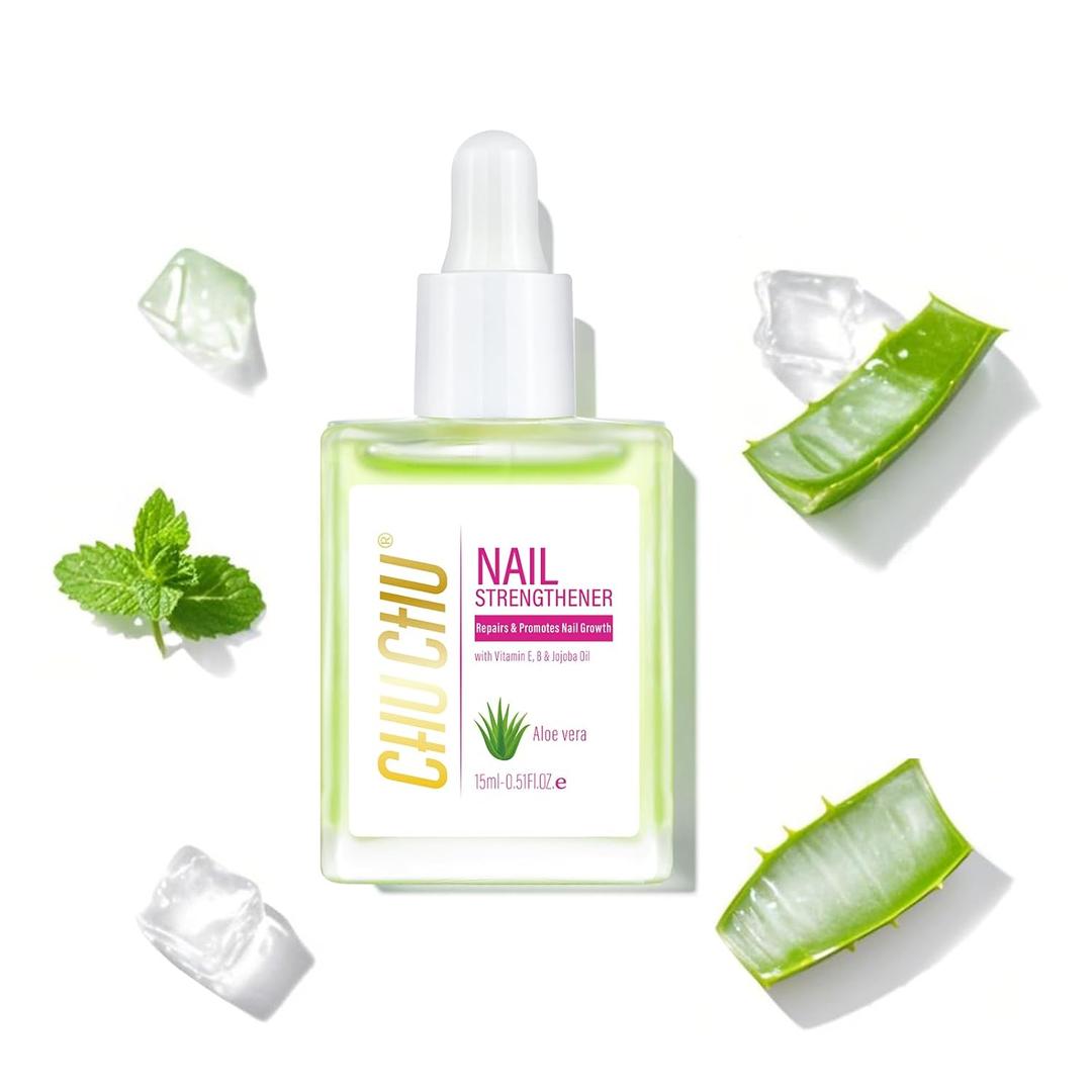 3 x CHUCHU Nail Growth and Strengthener Oil for Cuticle - Repair Moisturizing Treatment - Natural Jojoba Vitamin B & E Nail Oil for Dry Cracked Nails (Aloe Vera)