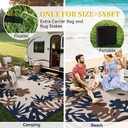 MontVoo Outdoor Rug Carpet 8x10 Waterproof-Patio Rug Mat Reversible Portable RV Camping Picnic Beach Mat Plastic Straw Rugs Outside Outdoor Area Rugs for Patio Deck Pool Deck Balcony Backyard (Navy&beige)