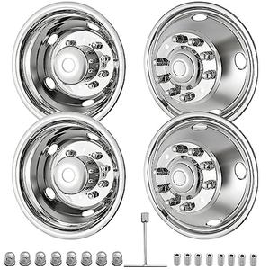 CIRONBOW 19.5" 10 Lug Wheel Simulators,Stainless Steel,Hubcap with Bolt Kit Fit for 2005-2021 Ford F450/F550,Ford Raptor 2WD Trunk Dually Wheel Cover Set (19.5Inch)