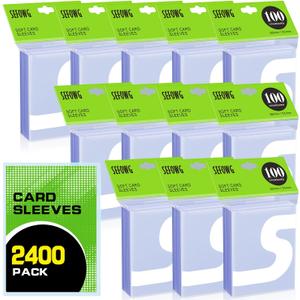 2400ct Clear Card Sleeves for Trading Cards, Baseball Sports Soft Sleeves, Ultra Soft Plastic Card Protector Sleeve for Football, MTG, PKM, Game, Standard Cards