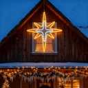 36'' Christmas Star of Bethlehem LED Star Hanging Lights Nativity Holy Family Light for Door Window Porch Wall Decoration Plug Operated Lighted Hanging Tree Topper(White, Warm Light)