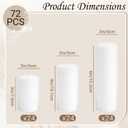 72-Pack White Pillar Candles Bulk Set, 2 x 3/4/6 Inch 3 Sizes