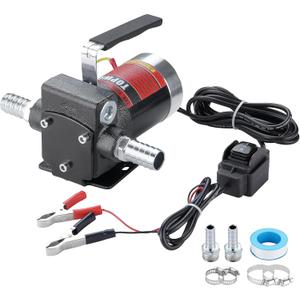 TOPWAY 12V DC Gasoline Fuel Pump 3.7GPM Self-priming Oil Transfer Pump With Handle, Reversible Pumping, Overheat Protection, Explosion-Proof, Built-in Bypass, for Gasoline Fuel Diesel Kerosene Removal