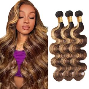 P427 Human Hair Bundles Honey Blonde Body Wave Bundle 20 22 24 Inch Highlight Human Hair 3 Bundles Peruvian Virgin Soft Hair Extensions