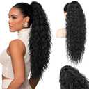 SEIKEA Ponytail Extension, 26" Claw Clip Ponytail Extension Long Lightweight Fluffy Curly Clip on Ponytails for Women Multi Layered Fake Pony tails Hair Extensions Black (26 Inch (Pack of 1))