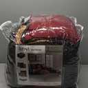 7 Piece Burgundy Brown Black Bed in a Bag Micro Suede Queen Comforter Set with Accent Pillows