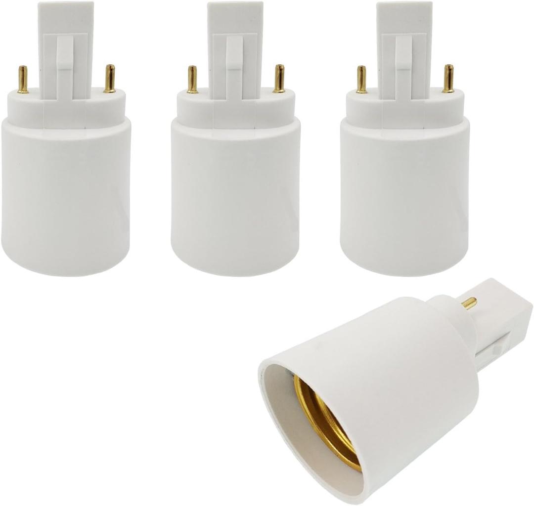 E-Simpo 12pcs G23 to E27/E26 2-Pin CFL to LED Light Sockets Adapter Bulb Base Lamph Holder Adapter CE Rohs 2P in Parallel Single Tab,Allow You Install Screw Bulb into G23 Socket