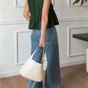 SOLY HUX Women's Y2k Bow Tie Front V Neck Sleeveless Blouse Eyelet Embroidery Ruffle Hem Babydoll Tops (Blue, S)