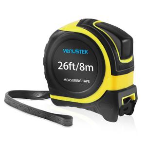 VENUSTEK Tape Measure 8M 26 ft Retractable Measuring Tape Professional Measure Tape with Metal Belt Clip & Wide Blade,Metric & Imperial Measurement for Home Users,renovations,Construction.