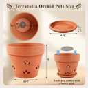 Terracotta Orchid Pots with Holes and Saucers, 6 Inch Set of 4 Clay Orchid Planter for Repotting, Terra Cotta Plant Pots for Flower Succulents Indoor and Outdoor Promotes Air Circulation