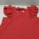 Falechay Womens Summer Tops Cute Crewneck Ruffle Sleeve Clothes Going Out Puffed Short Sleeves Casual Babydoll Teen Wrinkles Loose Fit Shirts 2026 Women Fashion Trendy Top Flowy Tunic Burgundy L