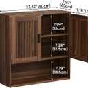 Smuxee Bathroom Cabinet Wall Mounted, Walnut Medicine Cabinet with Fluted Doors & Adjustable Shelf, Bathroom Cabinet for Bath Room, Living Room, Laundry Room