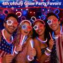 120Pcs 4th of July Accessories, Red White Blue Glow Sticks Patriotic Parade Throws Party Favors Bulk Fourth of July Light up Necklaces Glasses Anniversary Supplies Decor for Independence Day Party