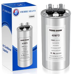 40 uF/MFD Capacitor for AC, 370 or 440 VAC CBB65 Dual Run Round Capacitors for AC Motor Run, Fan Start, Condenser Straight Cool, Heat Pump, Air Conditioner, and Pool Pump