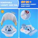 GENTEACO Mambobaby Baby Swim Float with Canopy Non-Inflatable Infant Pool Float with Tail 3-24 Months Avoid Flip Solid Skin-Friendly Material for Toddler Boys Girls