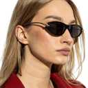 Chicid Retro Oval Cat Eye Sunglasses for Women Chic Metal Designer Sun Glasses