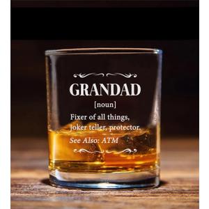 Grandad Definition Whiskey Glass - Grandad Whiskey Glass - Father's Day Gift - Whiskey Gifts For Him - Pregnancy Reveal Gift - Birthday Day Gift For Grandad - Gift For Husband, 11oz, Transparent