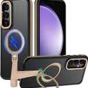 for Samsung Galaxy S23 FE Case with 360Spin Magnetic Stand-Finger Strap, [Fit for MagSafe][Mil-Grade Protection],Non-Slip Shockproof Rugged Ring Holder Matte S23 FE Phone Case (Desert Gold)