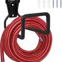 PeoMev Metal Garden Hose Holder - Heavy Duty Hose Hanger Wall Mounted Water Hose Holder for Outside Yard, Sturdy Hose Reel Hose Hooks for Water Hose, Extension Cords (Black)